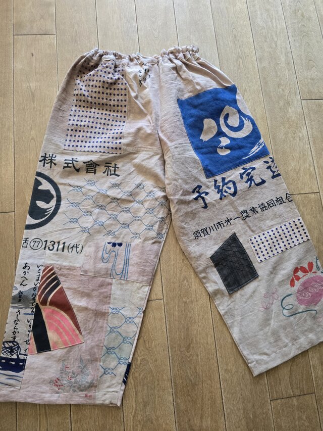 着物リメイク ハンドメイド 柿渋染め てぬぐい パンツ | iichi 日々の