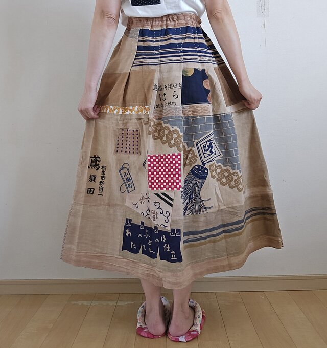 着物リメイク ハンドメイド 手ぬぐい 柿渋染め パッチワーク 着物リメイク ハンドメイド 手ぬぐい 柿渋染め パッチワーク