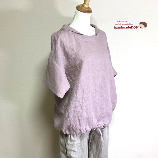 マリンシャツブラウス◆【ナチュラルリネン　ライト】◆サクラ◆M・L・LL（リネン100％）