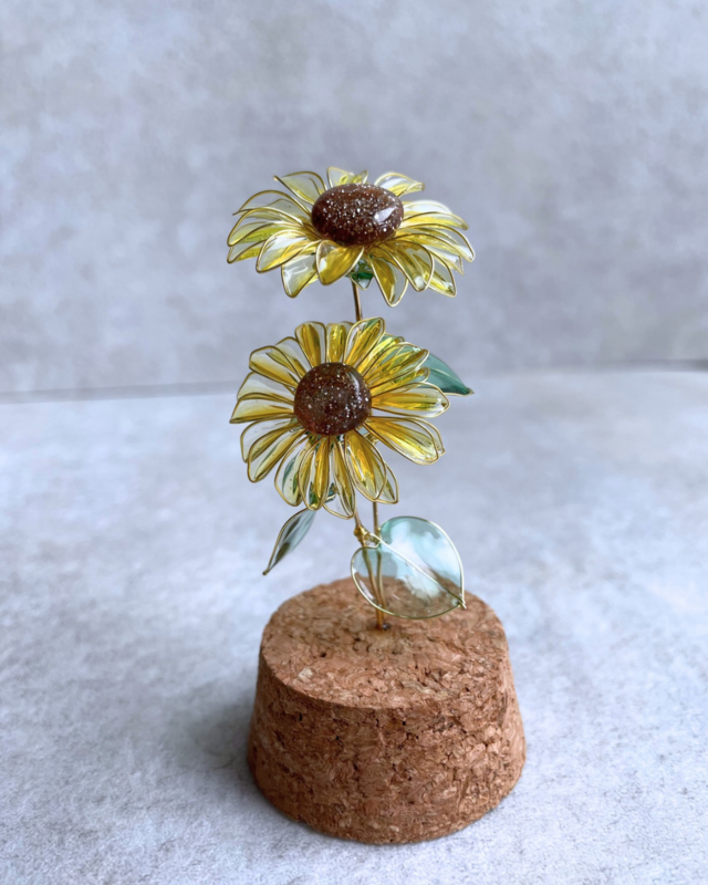 ひまわりのガラスボトル 夏 インテリア お花 | iichi 日々の暮らしを