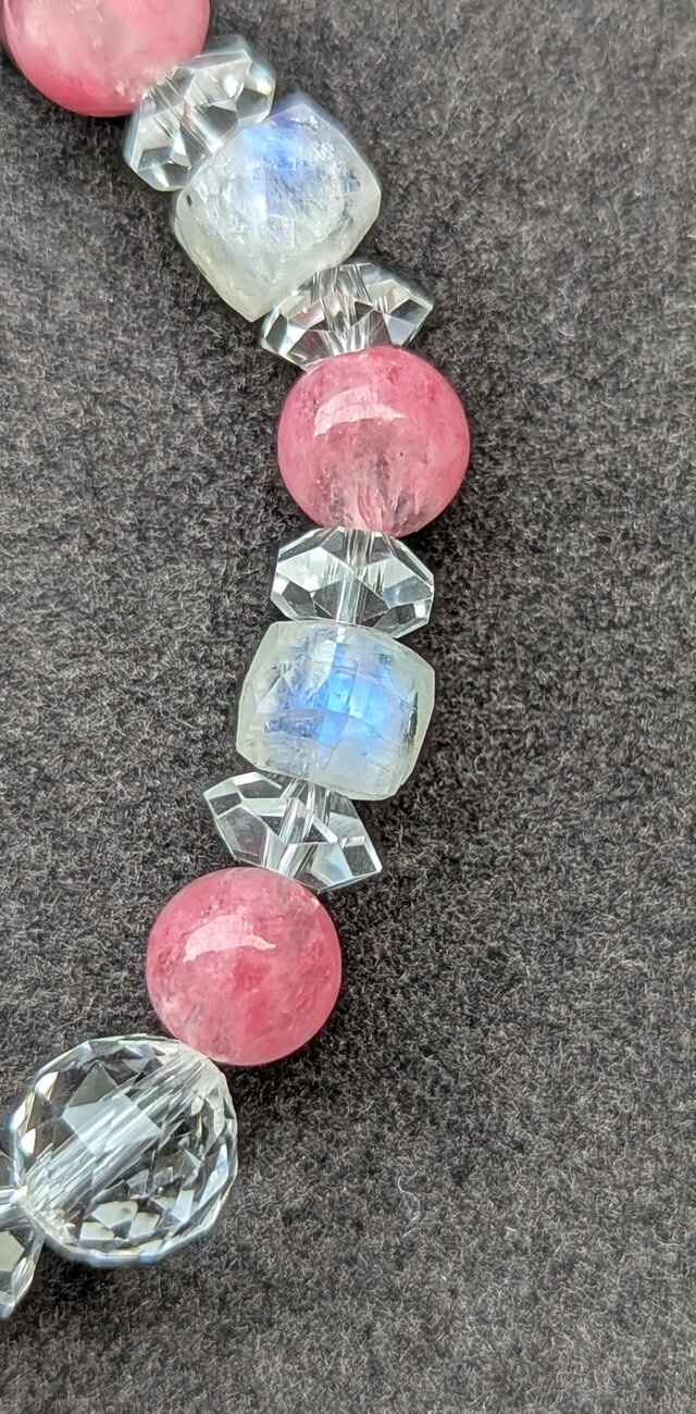癒しのオルゴナイト❤️オーラクォーツ＋ロードナイトのフレンチクルーラー♡ ✨ロードナイトインシリカ&ホワイトラブラドライト&クリア