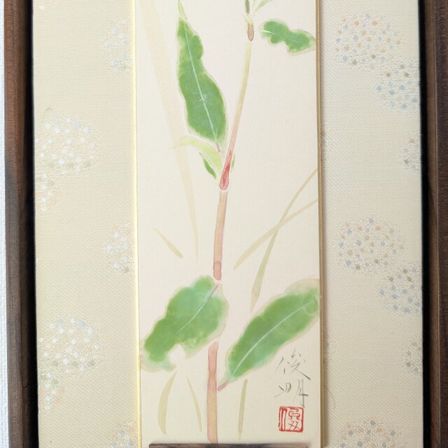 オリジナル絵短冊 「蓼（たで）の花」（日本画、広幅） | iichi 日々の