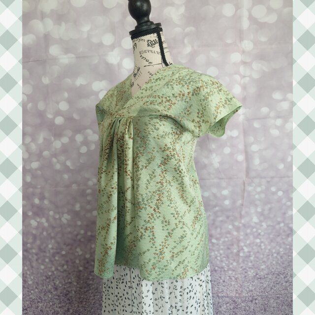 着物リメイクチュニック t27 チュニック ブラウス Vネック 着物リメイク 小紋 | iichi