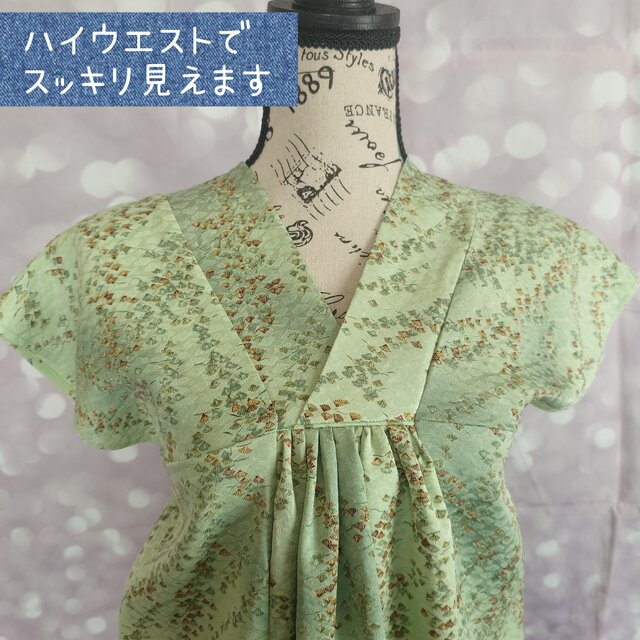 t27 チュニック ブラウス Vネック 着物リメイク 小紋 | iichi