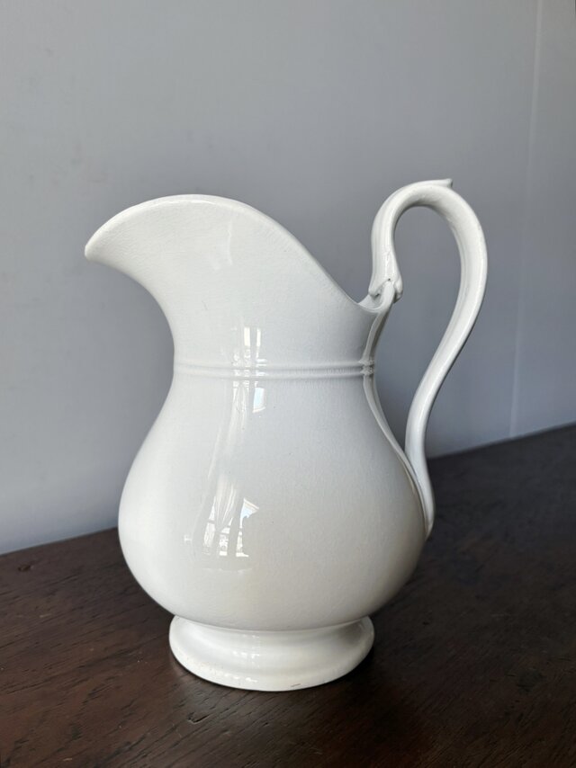 Creil&Montereau 白 ピシェ 花器 花瓶 h21cm クレイユ モントロー