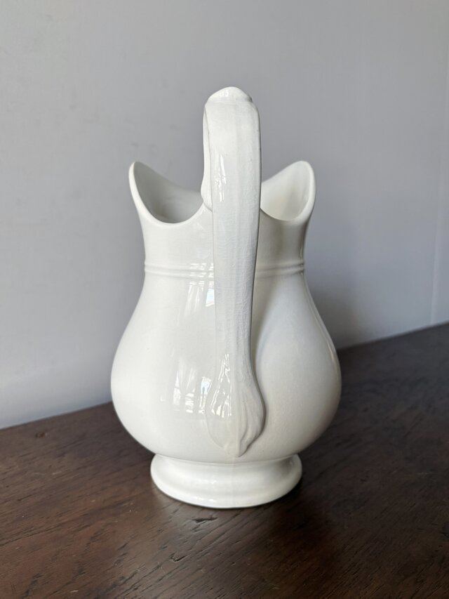 Creil&Montereau 白 ピシェ 花器 花瓶 h21cm クレイユ モントロー