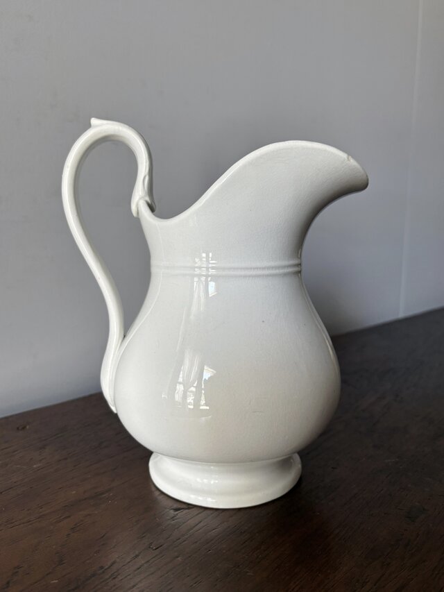 【S2様】フランス　アンティーク　ピシェ　白　クレイユモントロー S2様】フランス アンティーク ピシェ 白 クレイユモントロー