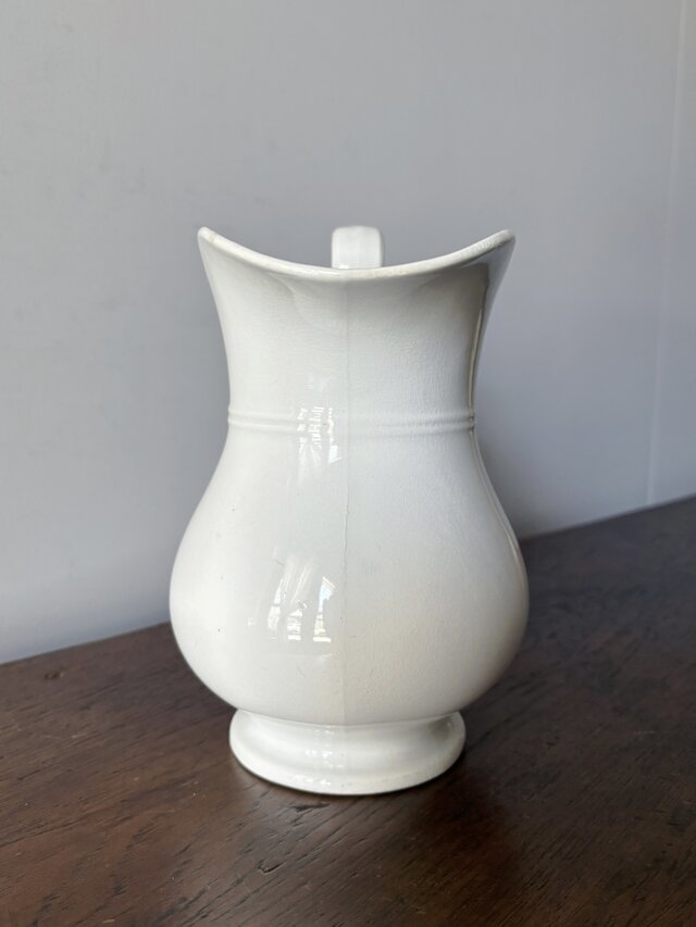 Creil&Montereau 白 ピシェ 花器 花瓶 h21cm クレイユ モントロー