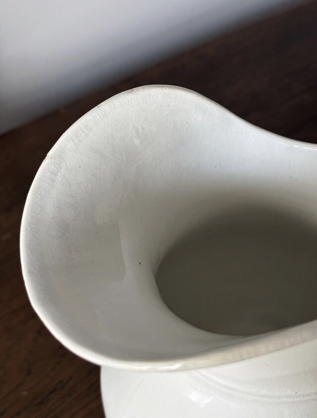 Creil&Montereau 白 ピシェ 花器 花瓶 h21cm クレイユ モントロー