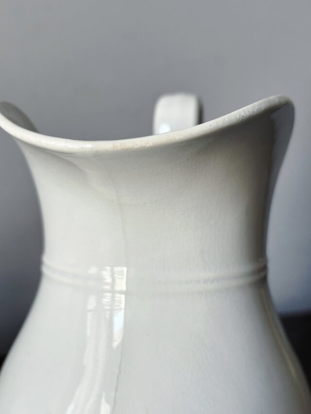 Creil&Montereau 白 ピシェ 花器 花瓶 h21cm クレイユ モントロー
