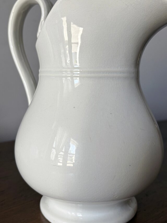 Creil&Montereau 白 ピシェ 花器 花瓶 h21cm クレイユ モントロー