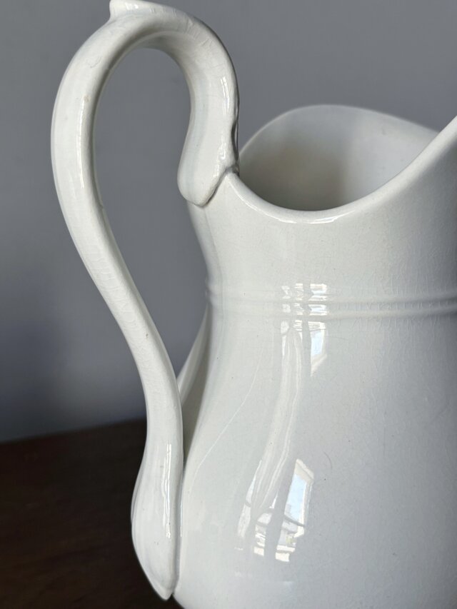 Creil&Montereau 白 ピシェ 花器 花瓶 h21cm クレイユ モントロー