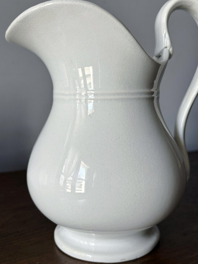 Creil&Montereau 白 ピシェ 花器 花瓶 h21cm クレイユ モントロー