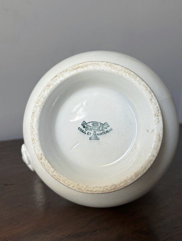 Creil&Montereau 白 ピシェ 花器 花瓶 h21cm クレイユ モントロー