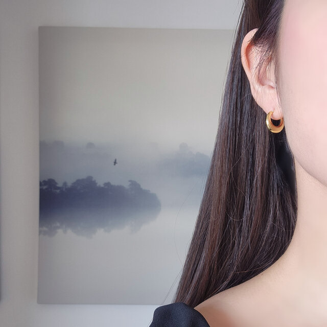 黄昏月のピアス☆サージカルステンレス・中空モチーフのスタッド