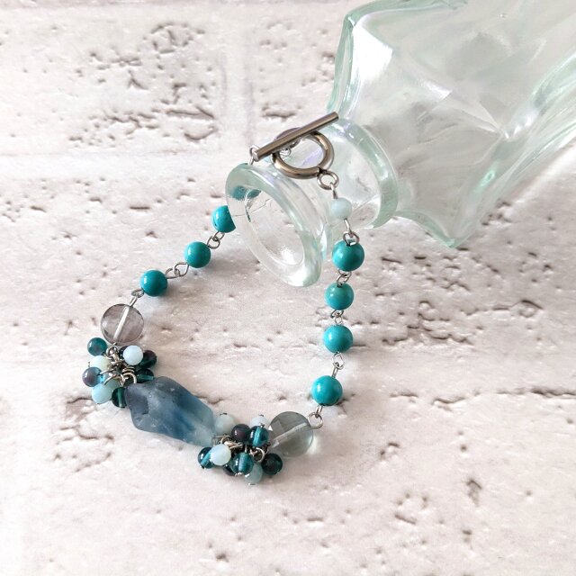 フローライトとターコイズのブレスレット(B0375)