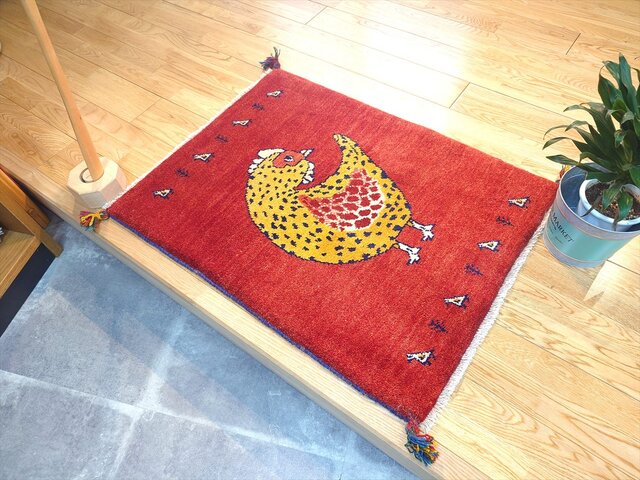 iichi限定目玉品】ペルシャ ギャッベ 玄関マット ラグ 88x68cm