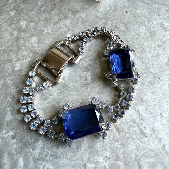 B161-ヴィンテージブレスレット U.S.A. Cobalt Blue Crystal and