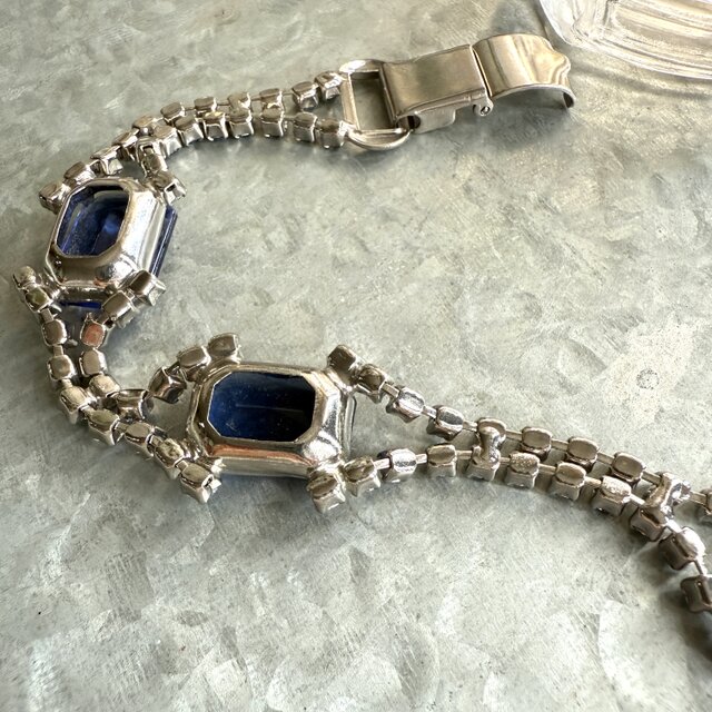 アメリカ購入 ヴィンテージブレスレット B161-ヴィンテージブレスレット U.S.A. Cobalt Blue Crystal and