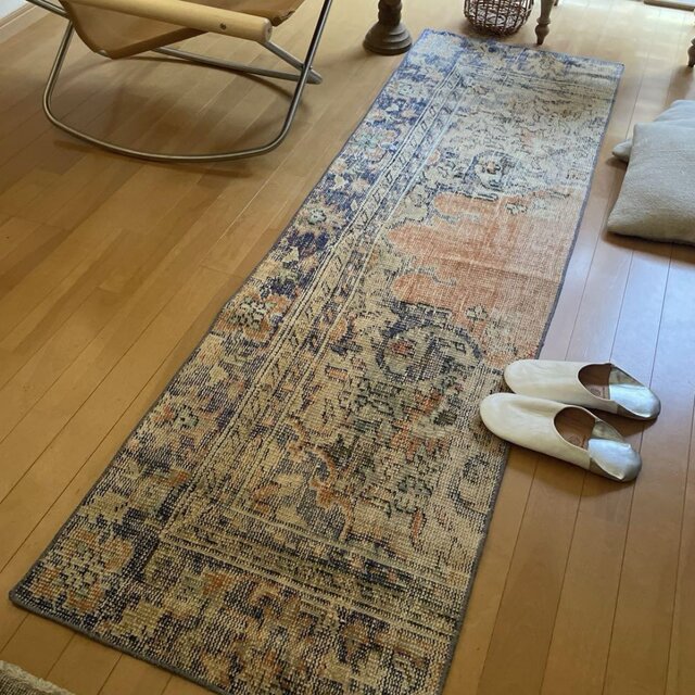 55×208ボタニカルロング　ランナーラグ　トルコヴィンテージラグ トルコヴィンテージラグ ロングランナーラグ 63.5×208 花や実