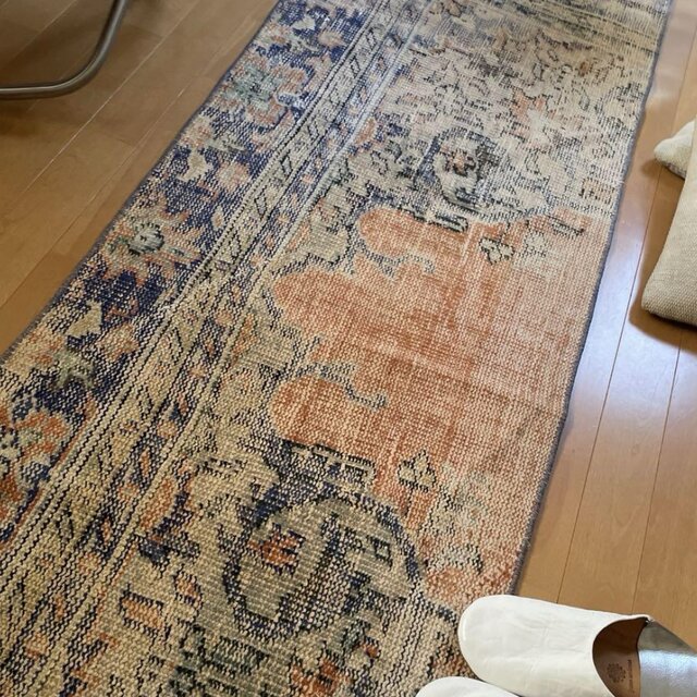 55×208ボタニカルロング　ランナーラグ　トルコヴィンテージラグ トルコヴィンテージラグ ロングランナーラグ 63.5×208 花や実
