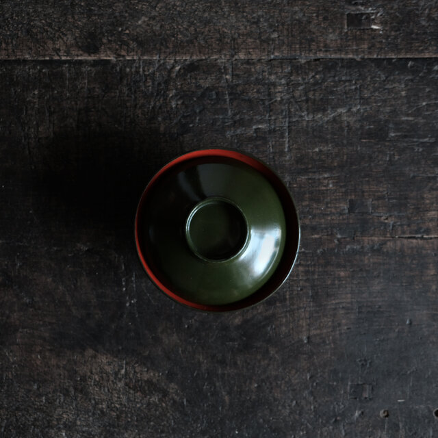 【サマー特価¥1000→¥650】味のあるお品物◆緑で素敵。時代物　漆芸蓋付碗　古漆器　骨董・antiques 明治〜大正期