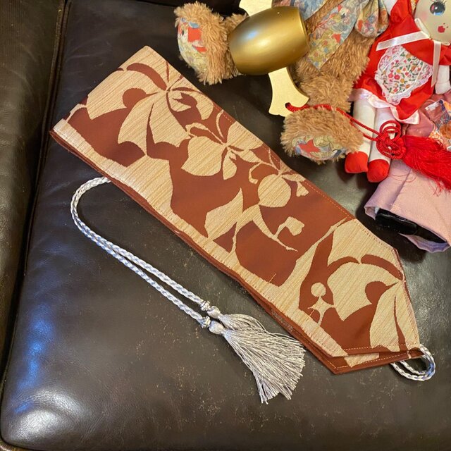 着物 リメイク ロング ワンピース ドレス 洗える 化繊 名古屋帯