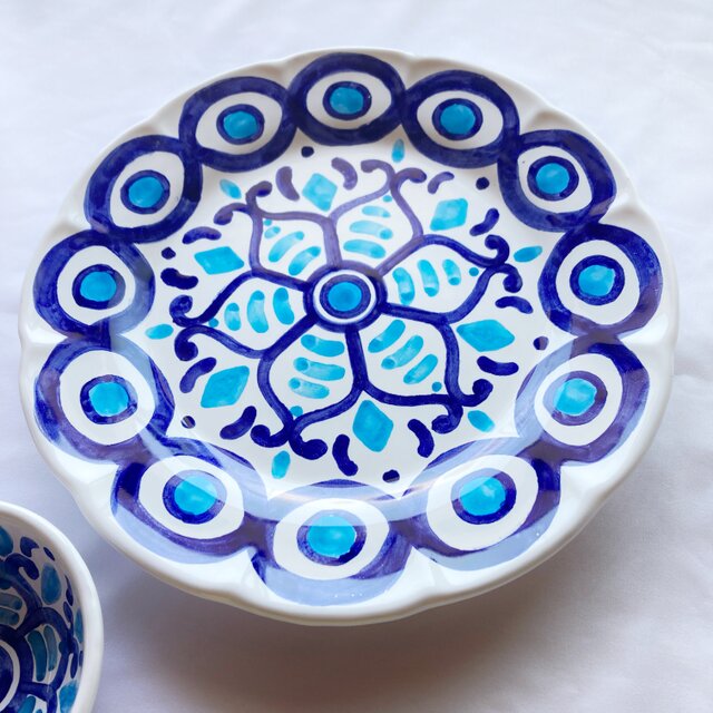 丸皿 26cm マヨリカ焼き イタリア陶器 リゾート気分 GEO061