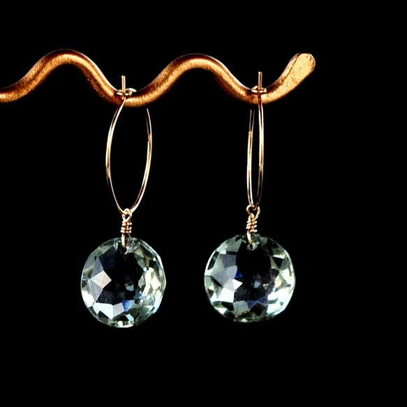 Mirror Drop（ミラードロップ）グリーンアメジストフープピアス14kgf