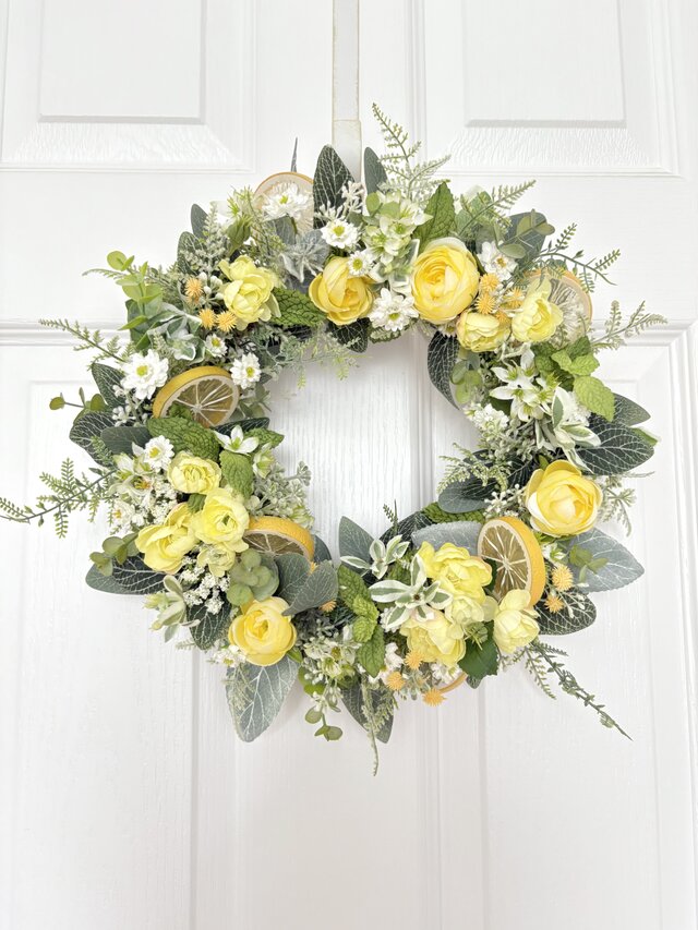 レモンイエロー　クリスマスリース　新春リース　グリーンリース　クリスマス レモンイエロークリスマスリース新春リースグリーンリースクリスマス