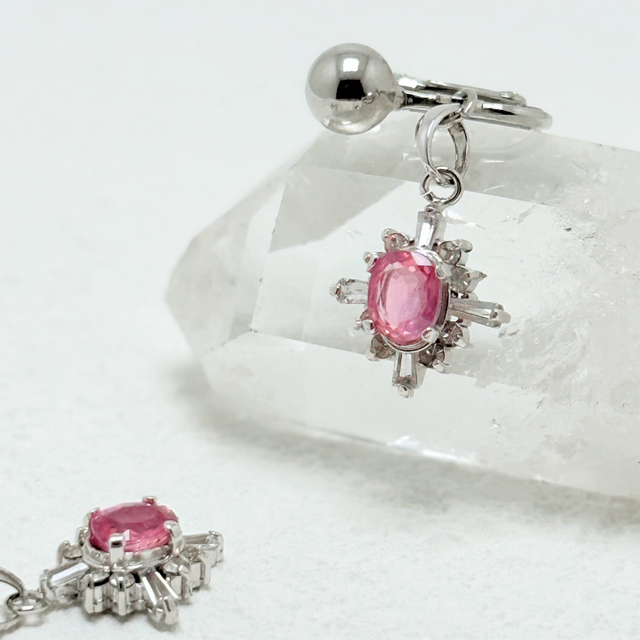 ラス1 5×4 ルビー/紅玉  RHP 天然石イヤリング - Twinkle