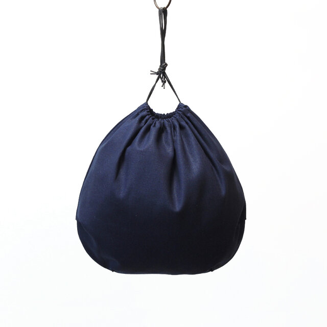 【特価品】バスケット用インナーバッグ　コットンリネン（ ネイビー ）巾着袋 内袋 かごバッグ
