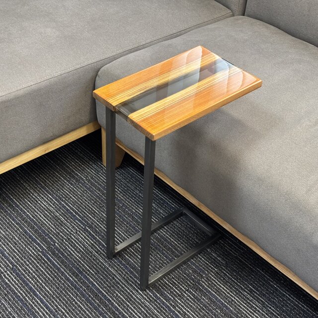 サイドテーブル アイアン 木製 一枚板 コの字 アンティーク ベッド 北欧 無垢 サイドテーブル アイアン 欅 無垢材 木製 天然木 一枚板 コの字