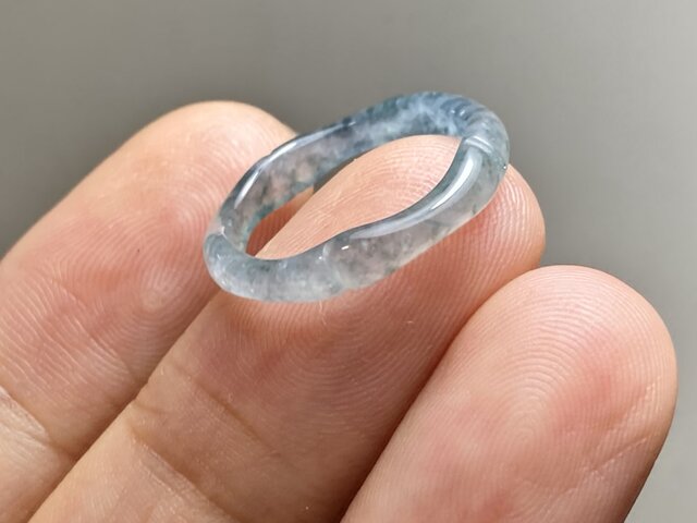 L13-50 ピンキーリング 高氷種 竹節 リング 水色飃藍花 9.0号