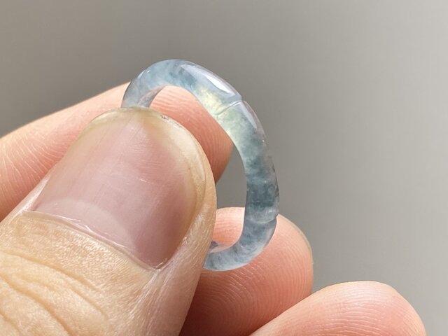 L13-50 ピンキーリング 高氷種 竹節 リング 水色飃藍花 9.0号