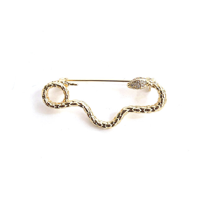 Snake 蛇  ヘビモチーフ ゴールド ブローチ【ebro14-GD】