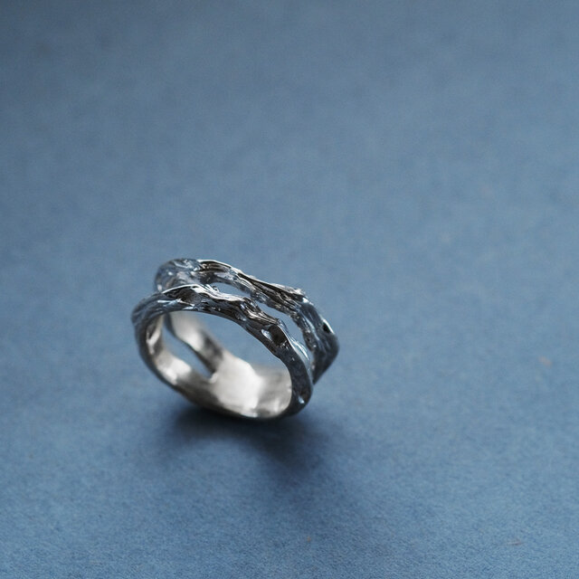 流木 テクスチャー 2連 リング シルバー925 メンズ ユニセックス