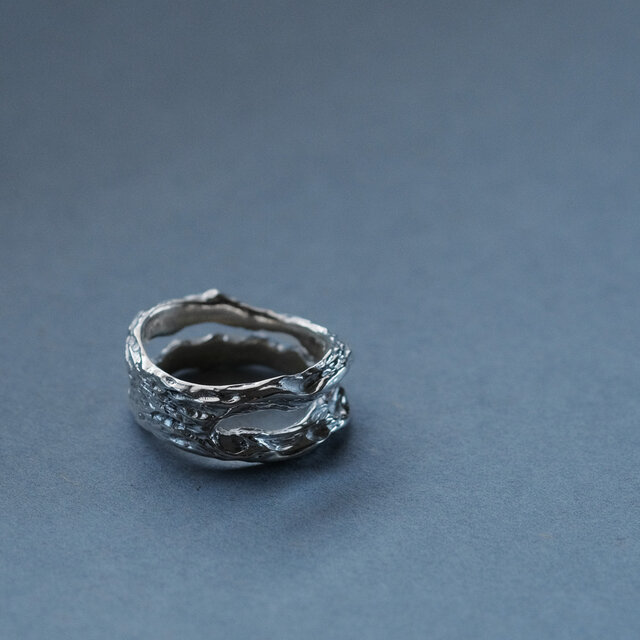 流木 テクスチャー 2連 リング シルバー925 メンズ ユニセックス