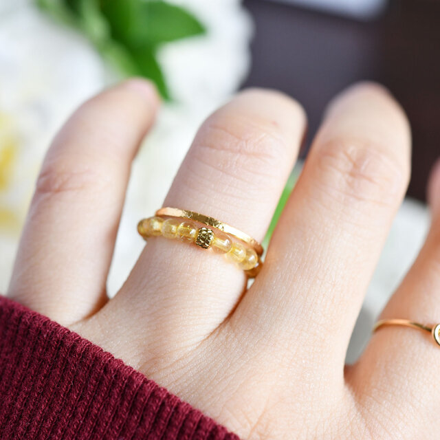 金運を呼ぶ♡ルチルクォーツのキャンディリング 指輪 ルチルクォーツ