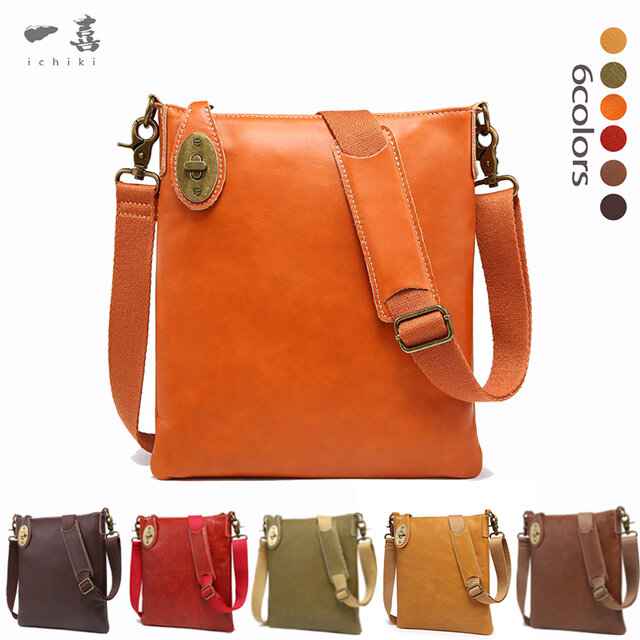 高級感溢れる 本革 ショルダーバッグ レディース メンズ兼用 コンパクト 軽量 実用的 オレンジ Y32