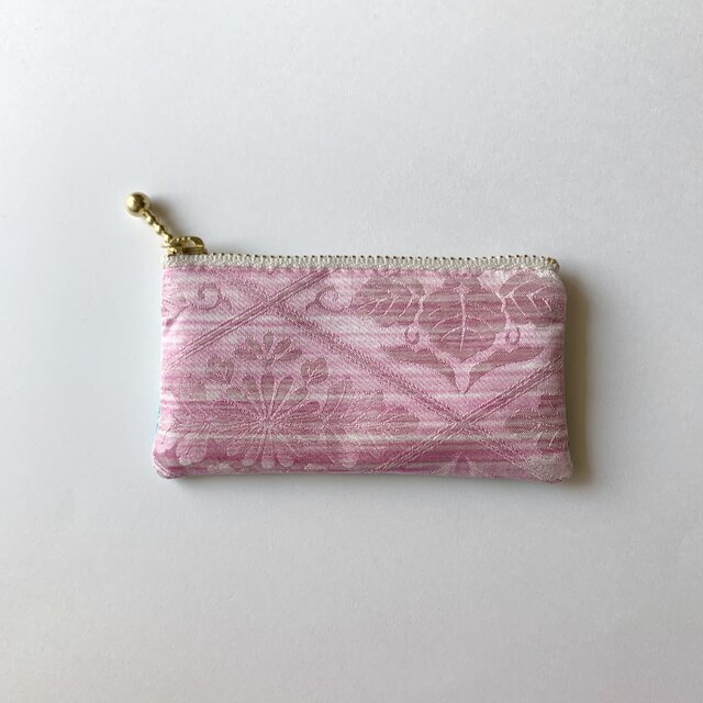 絹手染ミニポーチ（ピンク／緑）