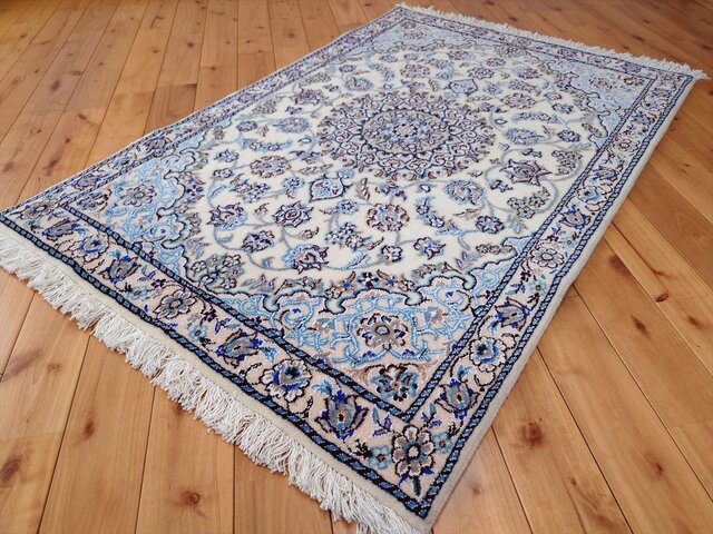 ペルシャ絨毯 ナイン産 ノーラ 玄関マット 120x82cm エスリム柄 PS7031