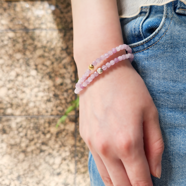 クンツァイトの一連ブレスレット ～紫丁香花（ライラック） | iichi