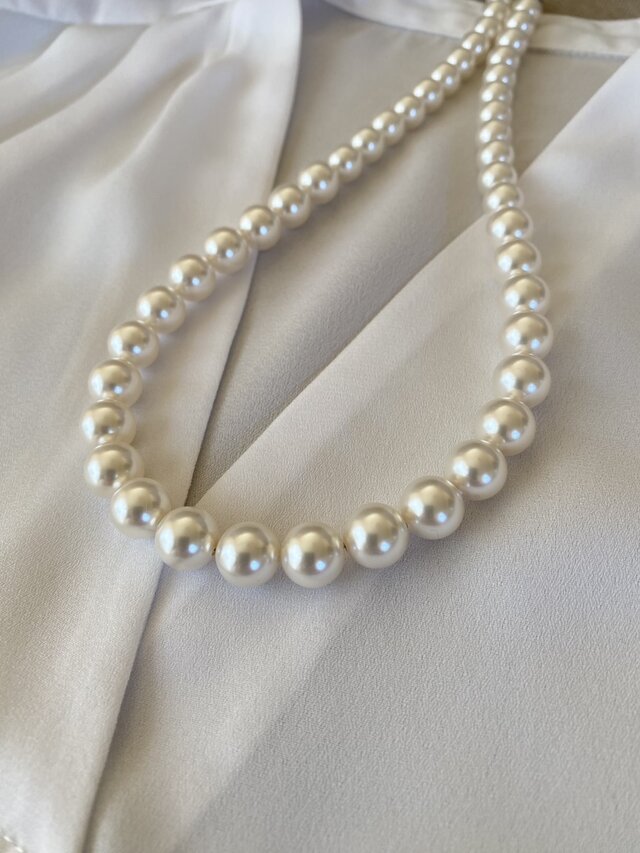 大粒パール一連ネックレス　10ｍｍセレモニー　46ｃｍ