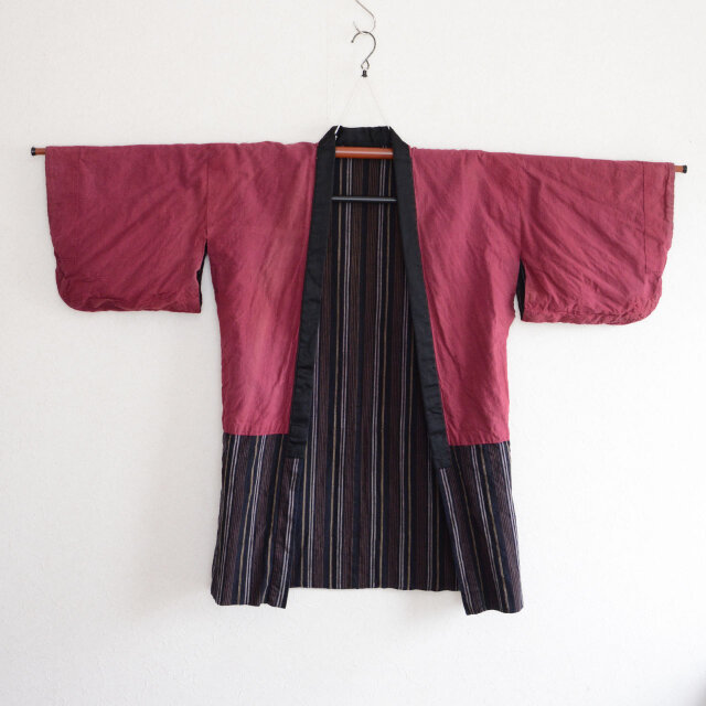 古布リメイク縞木綿のジャケット（L） 古布リメイク縞木綿のジャケット（L）