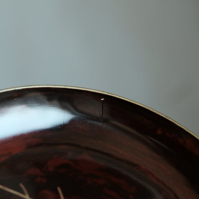 素敵な色味◇枝木と実 漆芸蒔絵中皿 漆器 骨董/antiques 古民家 時代物