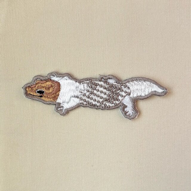 刺繍ワッペン■ニシアフリカトカゲモドキ■脱皮中■爬虫類