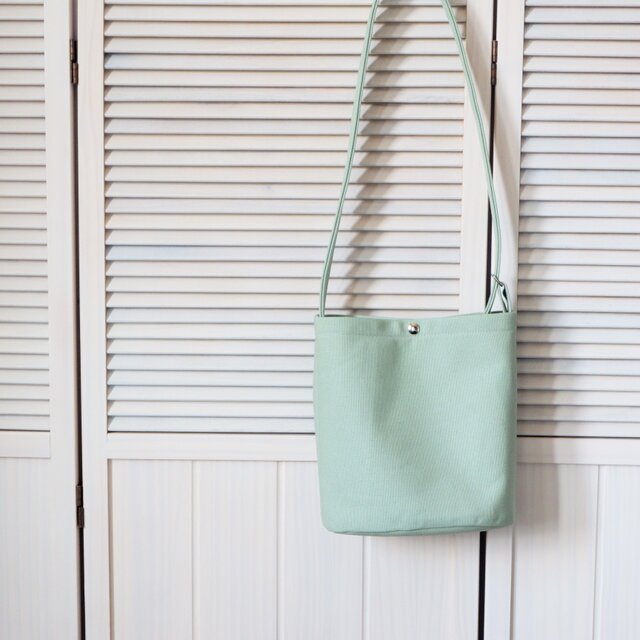 丸底ショルダーバッグ◇ミントグリーン◇倉敷帆布