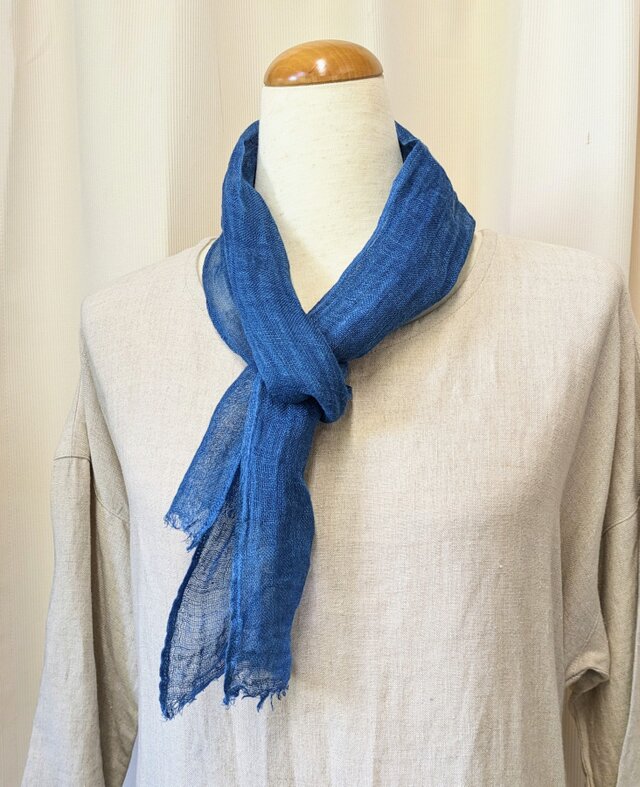 藍染めリネンミニストール