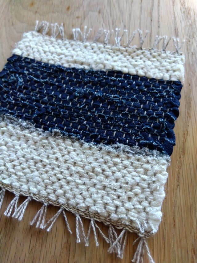 ※送料無料【裂き織り】リネンのコースター#10